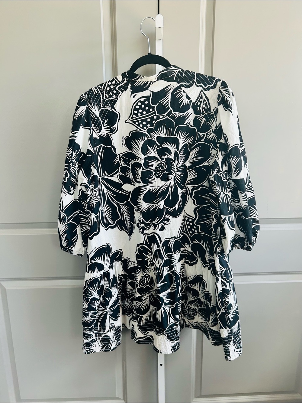 FARM Rio Chita Woodcut Drop Waist Mini Shirt Dress XL Floral Resort coastal #115 - Picture 9 of 13